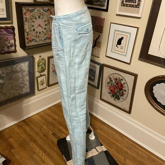 Mossimo Light Blue 100% Linen Womens Casual Lounge Wear Drawstring Pants Size M - Picture 2 of 4